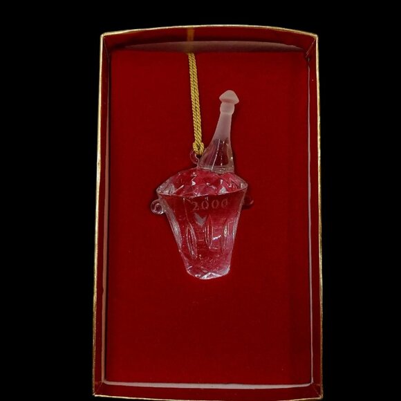 NIB 2000 Gorham Lead Crystal “Ice Bucket/Champagne Bottle” Ornament - Picture 1 of 1